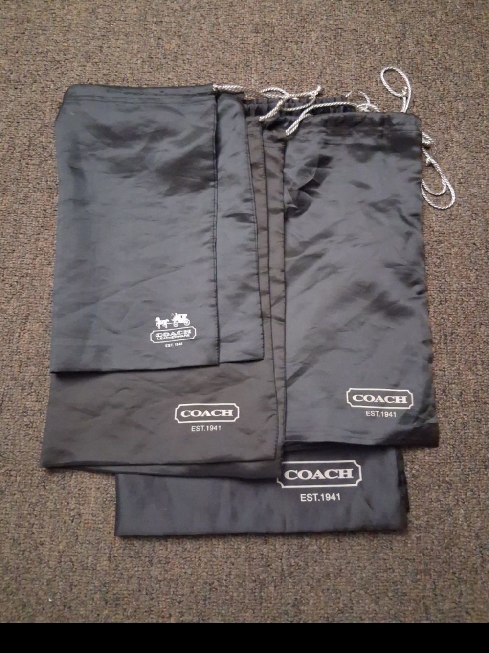 4xCoach Brown Logo Drawstring Dust Bags Large - Set of 4